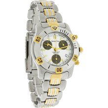 Roven Dino Rallye Mens White Dial 2Tone Swiss Quartz Chronograph Watch 8006MTT55