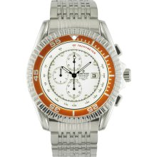 Sartego Men's Stainless Steel Ocean Master Diver Chronograph White Dial Orange Bezel SPCB25