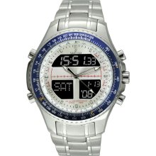 Sartego Men's Stainless Steel Digital Alarm Chronograph World Time Silver Dial SPW35