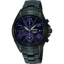 Seiko Chronograph Black Dial Black Ion-plated Ladies Watch SNDZ09