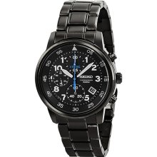 Seiko Chronograph Black Dial Black PVD Mens Watch SNDE09