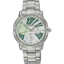 Seiko Chronograph For Her Watch W/ Green/White Dial