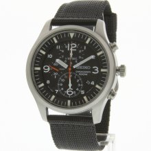 Seiko Criteria Chronograph Black Dial Black Nylon Mens Watch SNDA57