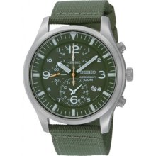 Seiko Green Dial Green Nylon Strap Mens Watch SNDA27