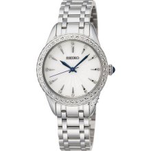Seiko Ladies Stainless Steel Case and Bracelet Dress Watch Silver Dial SRZ385
