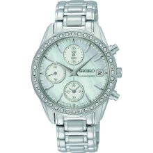 Seiko Ladies Stainless Steel Swarovski Chronograph Watch