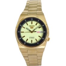 Seiko Men's Gold Tone Stainless Steel Case and Bracelet Green Tone Dial Automatic SNKJ02