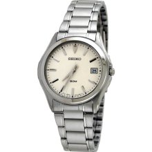 Seiko Men's Stainless Steel Cream Dial Dress Link Bracelet Midsize SGEF23