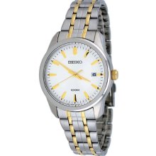 Seiko Men's Two Tone Stainless Steel Quartz White Dial Date Display SGEG07