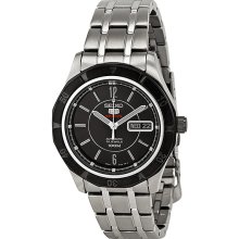Seiko Series 5 Black Dial Stainless Steel Mens Watch SRP297