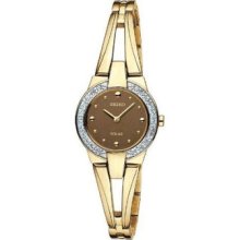 Seiko Solar Women's Gold Plated Stainless Steel Case Watch Sup054