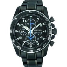 Seiko Sportura Black Dial Chronograph Stainless Steel Mens Watch ...