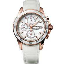 Seiko Sportura Sndx98 Chronograph Watch Rose Gold Stainless Steel Leather