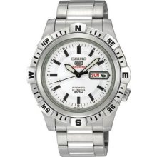 Seiko Srp135 Men's Watch Stainless Steel Seiko 5 Automatic Silver Tone Dial