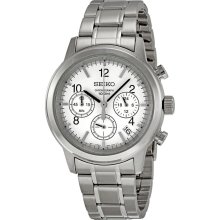 Seiko SSB001 Men's Sports White Dial Chronograph Dual Time Stainless S