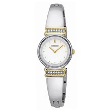 Seiko Steel Bangle SwarovskiÂ® Crystals White Dial Women's watch #SUJG32