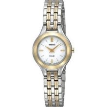 Seiko Sup004 Women's Solar Stainless Steel Band White Dial Watch