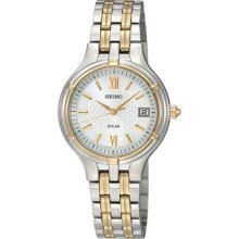 Seiko Sut020 Women's Solar Stainless Steel Band Silver Dial Watch
