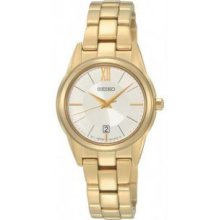 Seiko SXDC82 Womens Gold Tone Stainless Steel Silver Tone Dial Quartz Link Bracelet