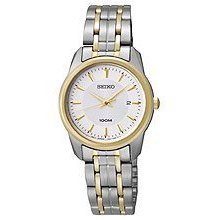 Seiko Sxde68 Women's Two Tone Stainless Steel Quartz With Silver Dial, Date