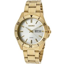 Seiko Watches Men's Silver Dial Gold Tone Ion Plated Stainless Steel