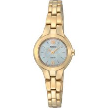 Seiko Womens Solar Stainless Watch - Gold Bracelet - Pearl Dial - SUP026