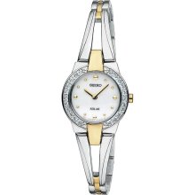 Seiko Womens Solar Stainless Watch - Silver Bracelet - White Dial - SUP052