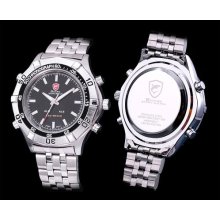 Shark Led Digital Date Day Stainless Steel Men Quartz Sport Watch Dailyetrade