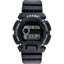 Sharp Mens Calendar Day/Date Chronograph Digital Watch w/Black Case