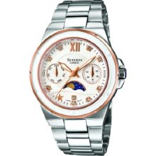 Sheen Women's Quartz Watch With White Dial Analogue Display And Silver Stainless Steel Bracelet She-3500Sg-7Aef