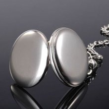 Silver Smooth Mirror Case Mens Unisex Pocket Watch
