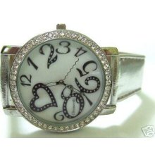 Silver Tone Straps Heart Designer Womens Watch Y-fhs