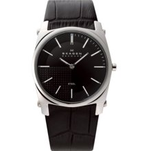 Skagen 2-Hand Black Leather Men's watch #859LSLB
