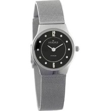 Skagen 233XSTTM Black Dial Stainless Steel Mesh Ladies Watch