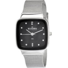 Skagen 658ssb Women's Steel Stainless Steel Band Black Dial Watch