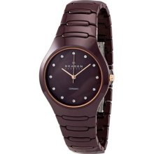 Skagen Brown Dial Swarovski Crystal Brown Ceramic Ladies Watch 817sdxcr