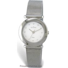Skagen Ladies Watch - White Dial with Crystals - Stainless Steel Mesh 107SSSD