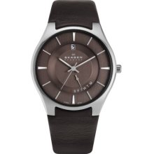 Skagen White Label Men's Quartz Watch With Brown Dial Analogue Display And Brown Leather Strap 989Xlsld