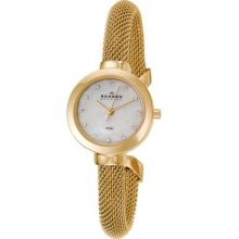 Skagen Women's 'mesh' Yellow Goldplated Stainless Steel Crystals Quartz Watch