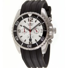 Skytimer Mens Quartz Diver Stainless Watch - Black Rubber Strap - Silver Dial - SKY503335001