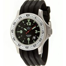 Skytimer Mens Quartz Diver Stainless Watch - Black Rubber Strap - Black Dial - SKY503305003