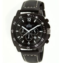 Skytimer Mens Quartz Pilot Stainless Watch - Black Leather Strap - Black Dial - SKY507895401