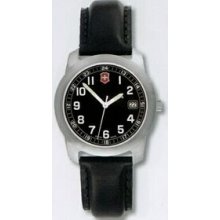 Small Black Dial Field Watch W/ Black Leather Strap