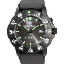 Smith & Wesson Men's S.W.A.T. Black Rubber Strap Watch NEW - Black - Stainless Steel