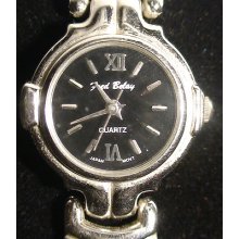 Sophisticated Silver Tone Fred Belay Blk Face Bracelet Ladies Watch Works(r1)