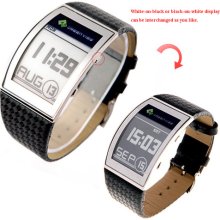 Sport Digital E-paper Real Leather Strap Men Wrist Watch Water/rain Resistant