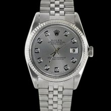 SS jubilee bracelet gray diamond dial fluted bezel rolex datejust men watch