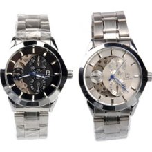 Stainless Steel Men's Mechanical Wrist Watch Round Dial