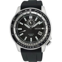 Stainless Steel Superior Automatic Black Dial Tachymeter Rubber Strap