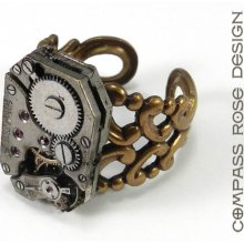 STEAMPUNK Ring - Mechanical Watch Ring - 16 Ruby Jewel Movement - Brass Adjustable Ring - SOLDERED not glued